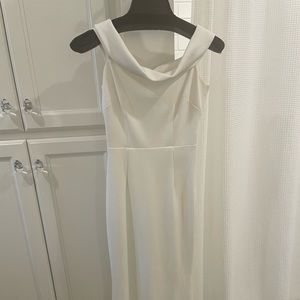 Off the shoulder white formal Revolve dress!!
